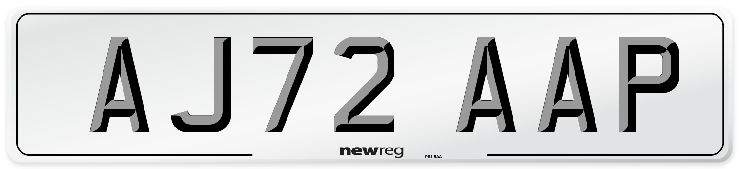 AJ72 AAP Number Plate from New Reg